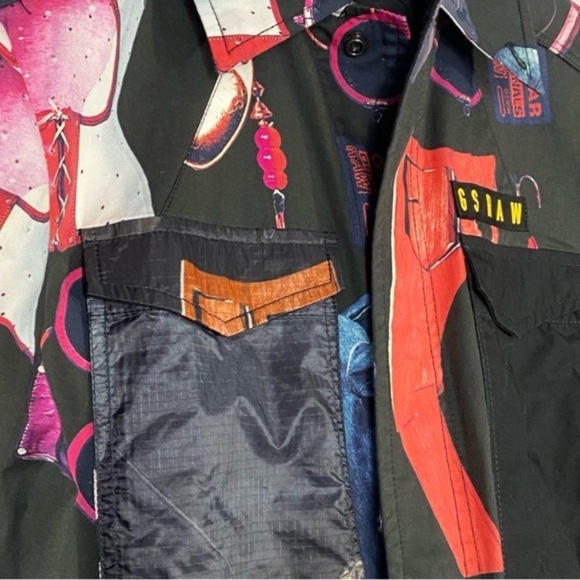 G-Star RAW Rovic Field Jacket Allover Printed Sustainability Artsy Novelty - Picture 12 of 16